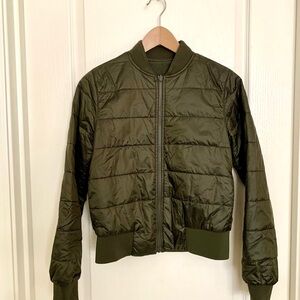 Lululemon Reversible Bomber Jacket, Olive Green, Size 4